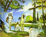 Paul Cezanne Canvas Paintings - Six Women Bathing